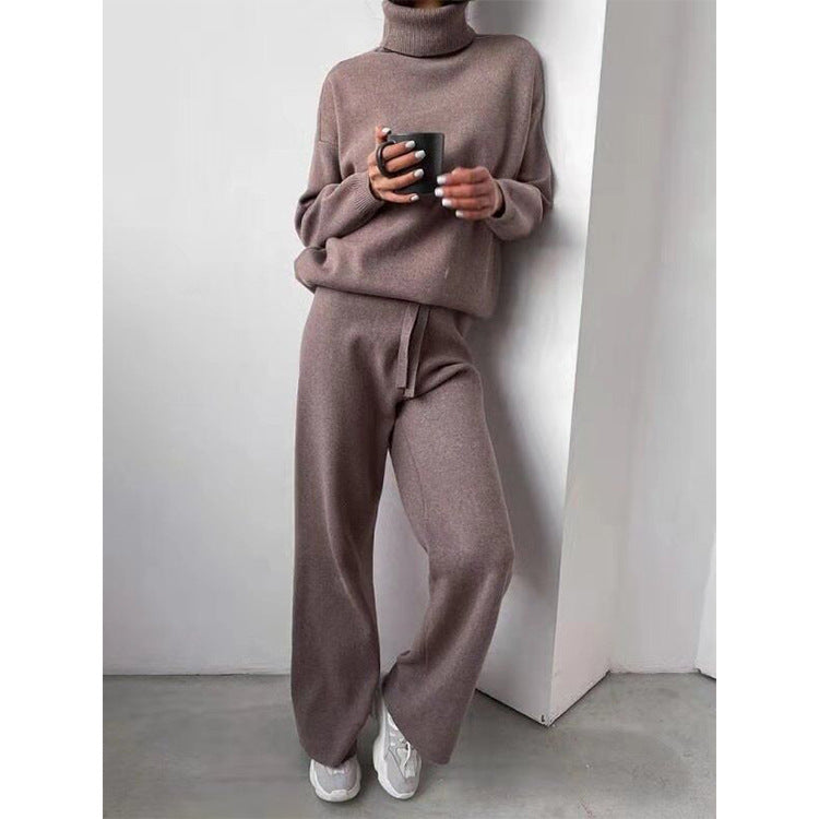 2-teiliges Strick-Set mit Turtleneck und Straight Pants für Damen | Alodia