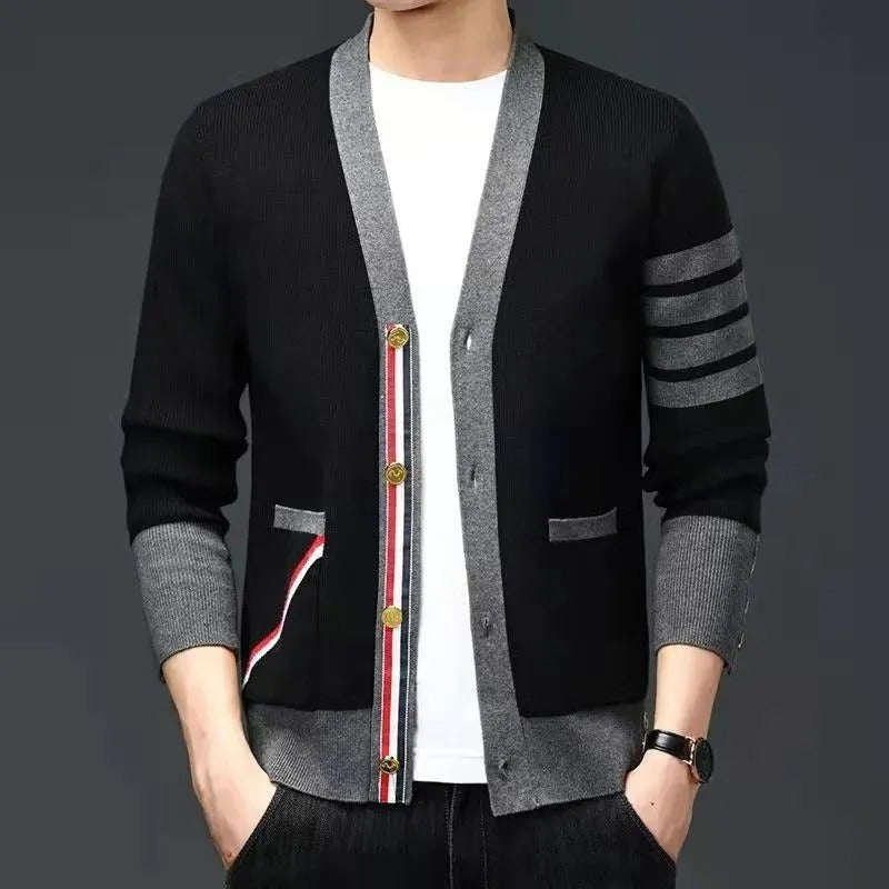 Strick-Patchwork-Cardigan für Herren