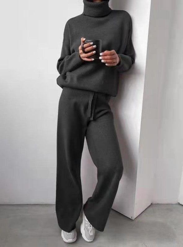 2-teiliges Strick-Set mit Turtleneck und Straight Pants für Damen | Alodia