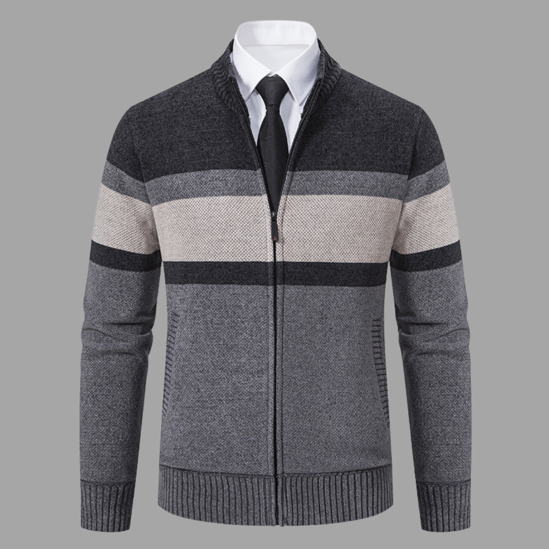 Stylische Strickjacke mit Reißverschluss und Streifen für Herren | Eli
