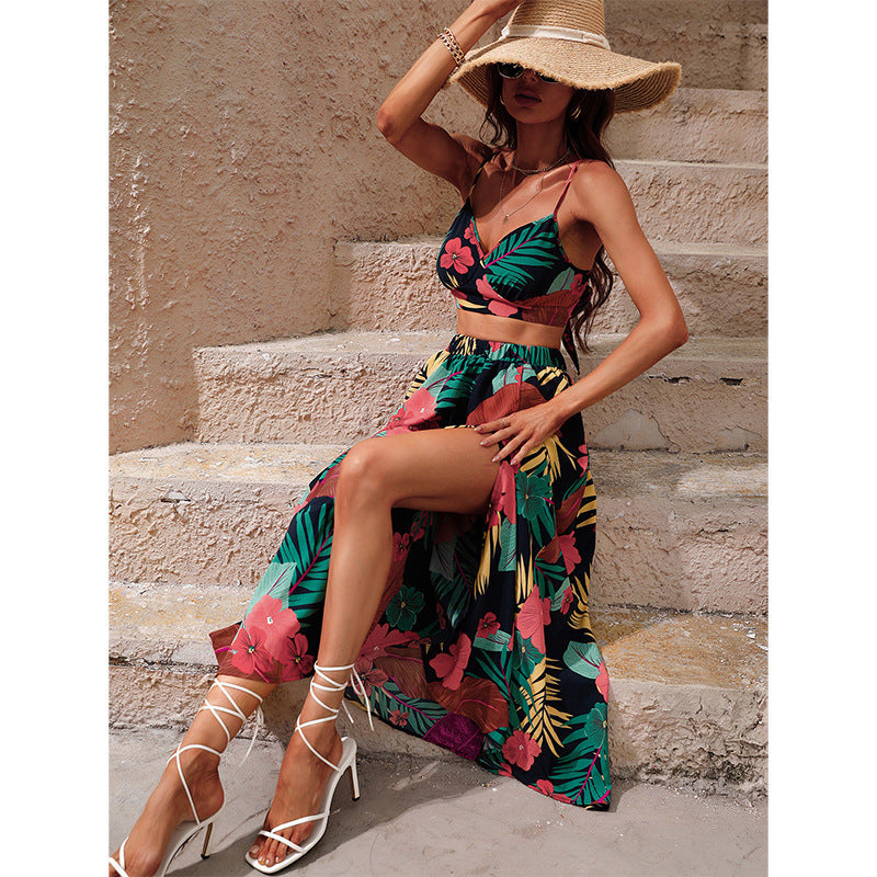 Schickes Zweiteiliges Sommer-Set mit Blumendruck – Rock & Sexy Top