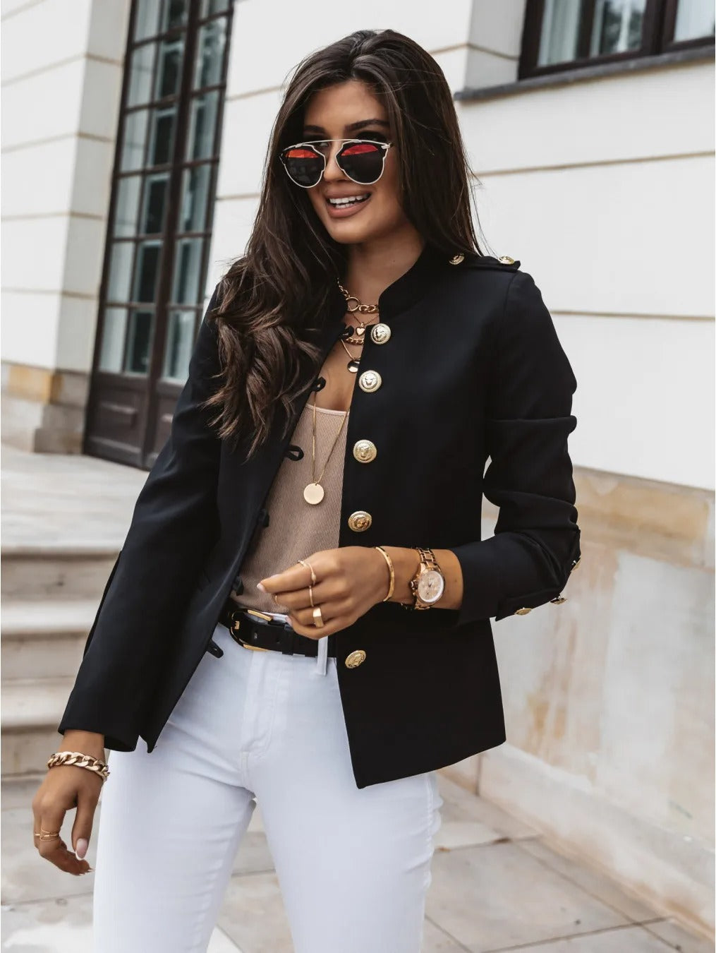 Elegante Jacke mit schlanker Passform und Knopfdetails für Damen