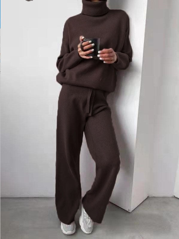 2-teiliges Strick-Set mit Turtleneck und Straight Pants für Damen | Alodia