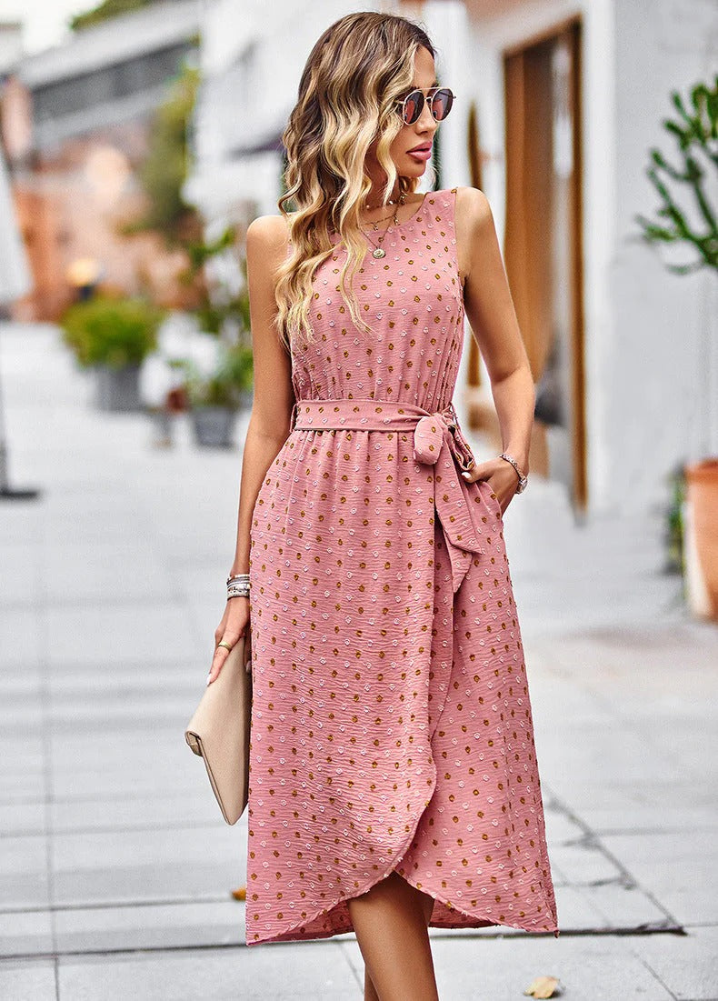 Midikleid mit Tupfenmuster & Wickeloptik für Damen - feminines & luftiges Sommerkleid