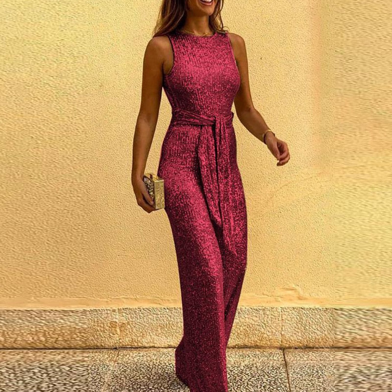 Ärmelloser Pailletten Jumpsuit für Damen – Eleganter & glamouröser Einteiler