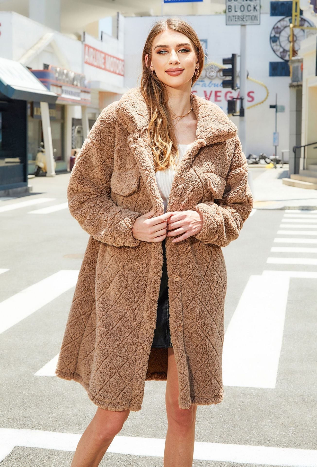 Kuscheliger langer Fleece-Cardigan für Damen