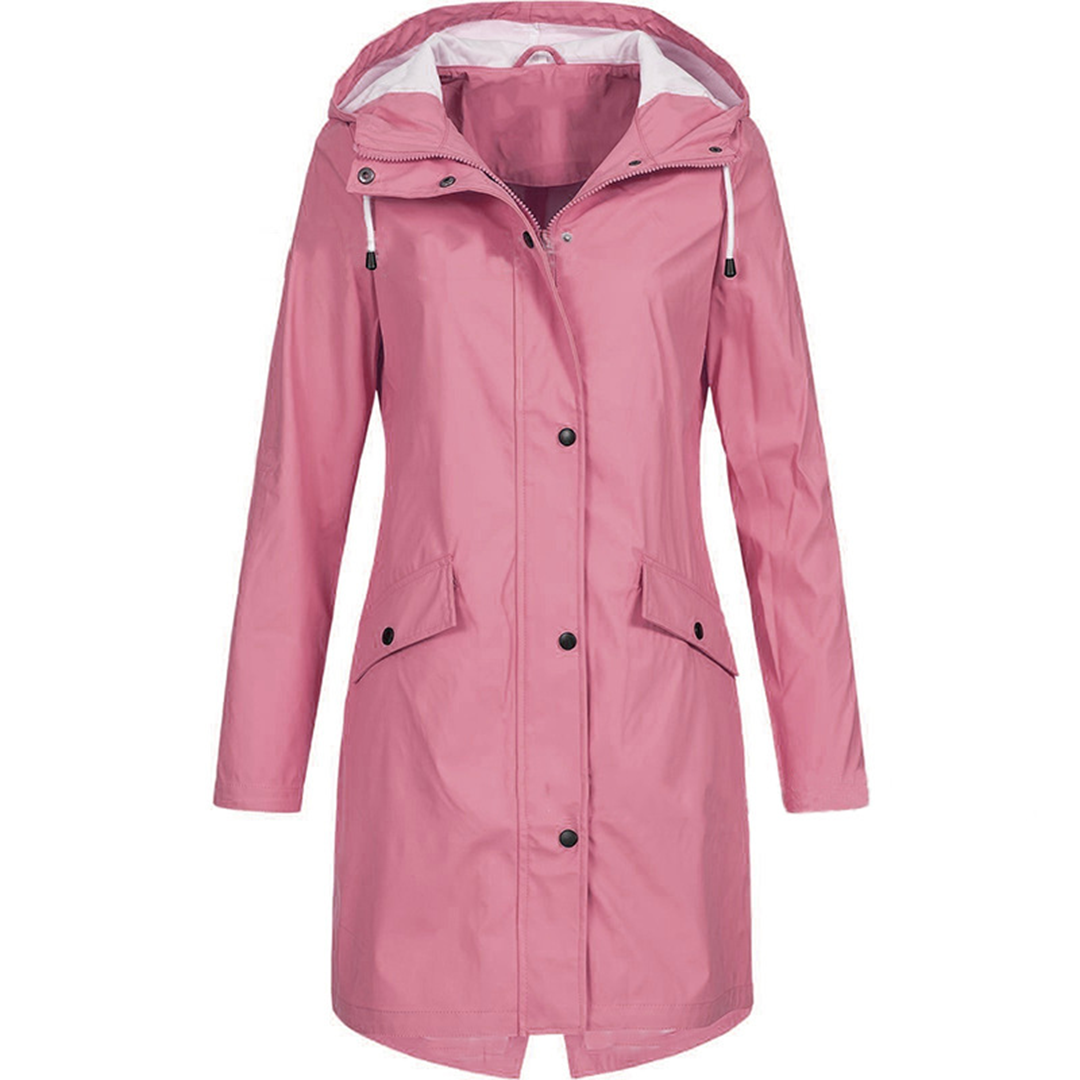 Lange Windbreaker-Regenjacke für Damen