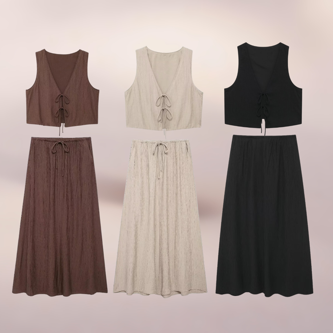 Elegantes zweiteiliges Set mit Schleifen-Top & Hose für Damen – Stilvoll & Modern