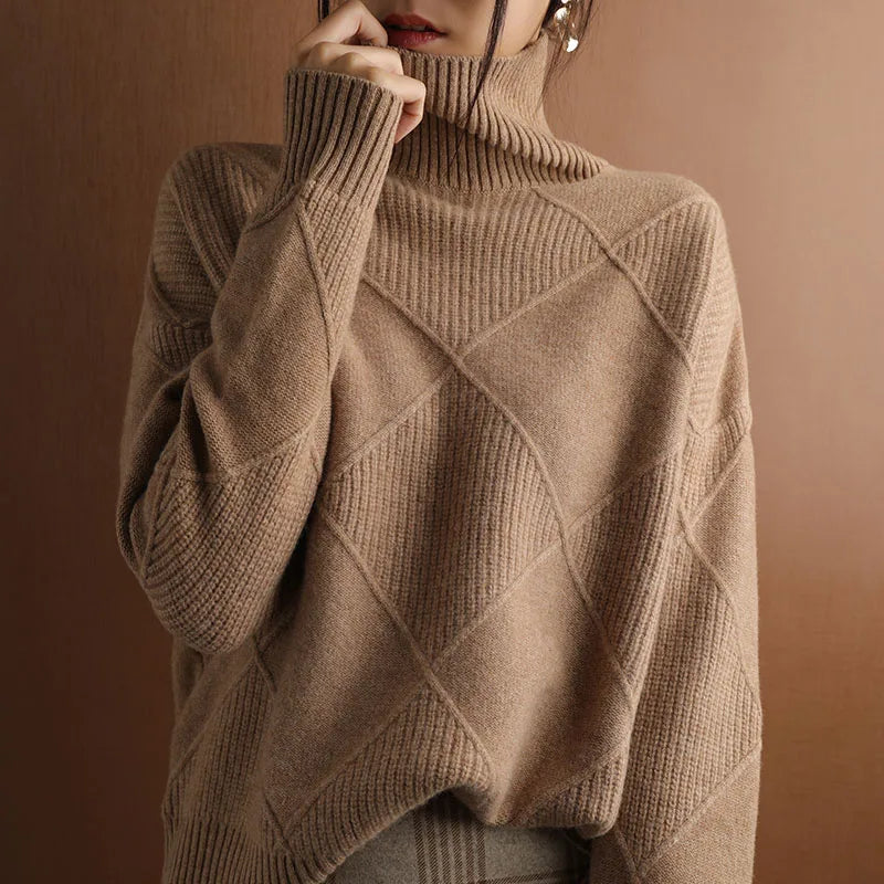Eleganter Rollkragenpullover aus Wolle für Damen