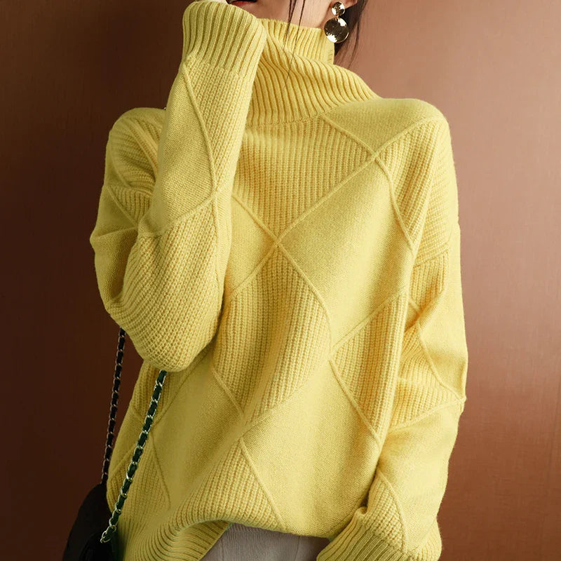 Eleganter Rollkragenpullover aus Wolle für Damen