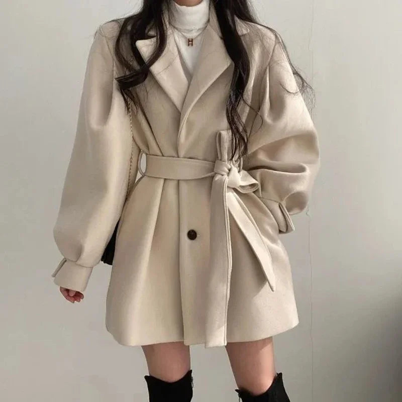 Elegante Wolljacke für Frauen mit Gürtel