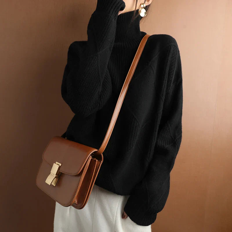 Eleganter Rollkragenpullover aus Wolle für Damen