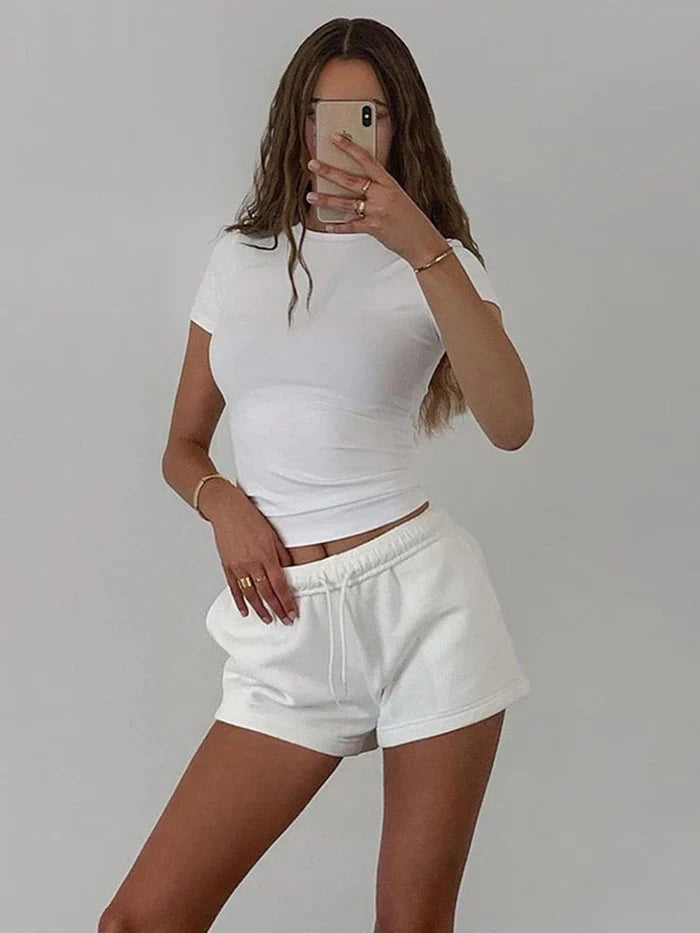 Kurzarm Oberteil mit Häkel & Blumenmuster Für Damen – Boho-Chic für Sommer & Freizeit