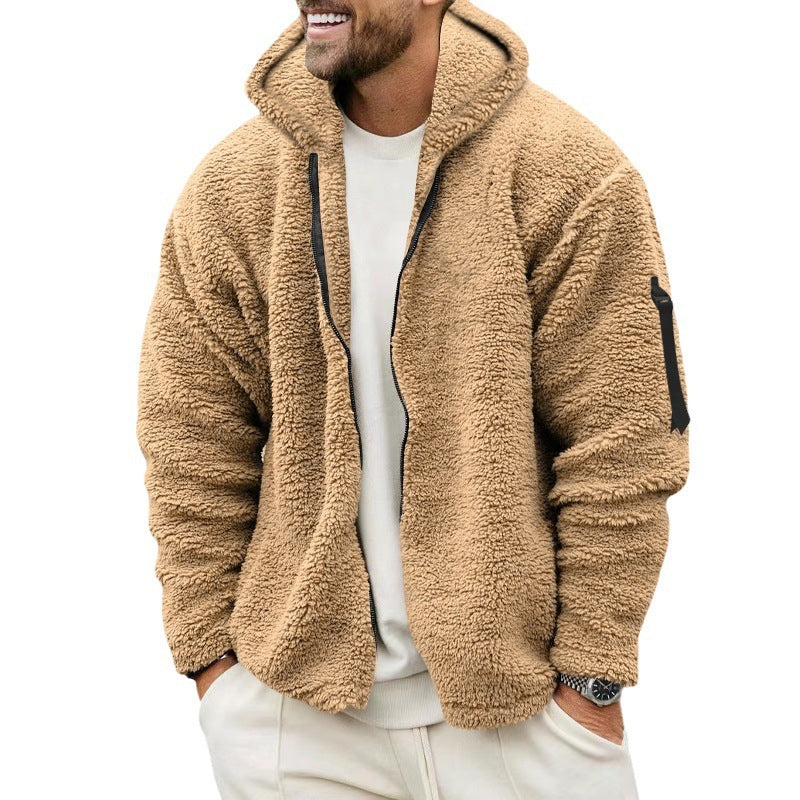 Warme Herren-Plüschjacke mit Kapuze für kalte Tage | Andrei