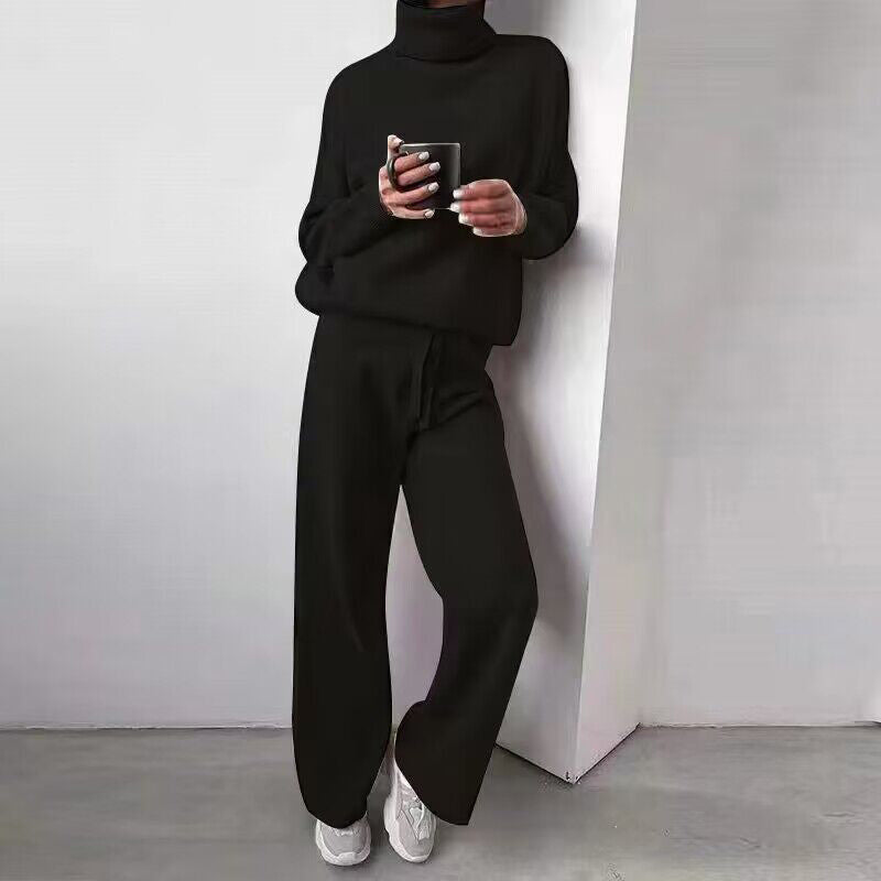 2-teiliges Strick-Set mit Turtleneck und Straight Pants für Damen | Alodia
