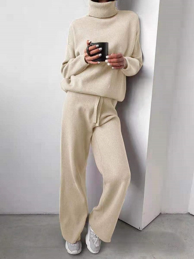 2-teiliges Strick-Set mit Turtleneck und Straight Pants für Damen | Alodia