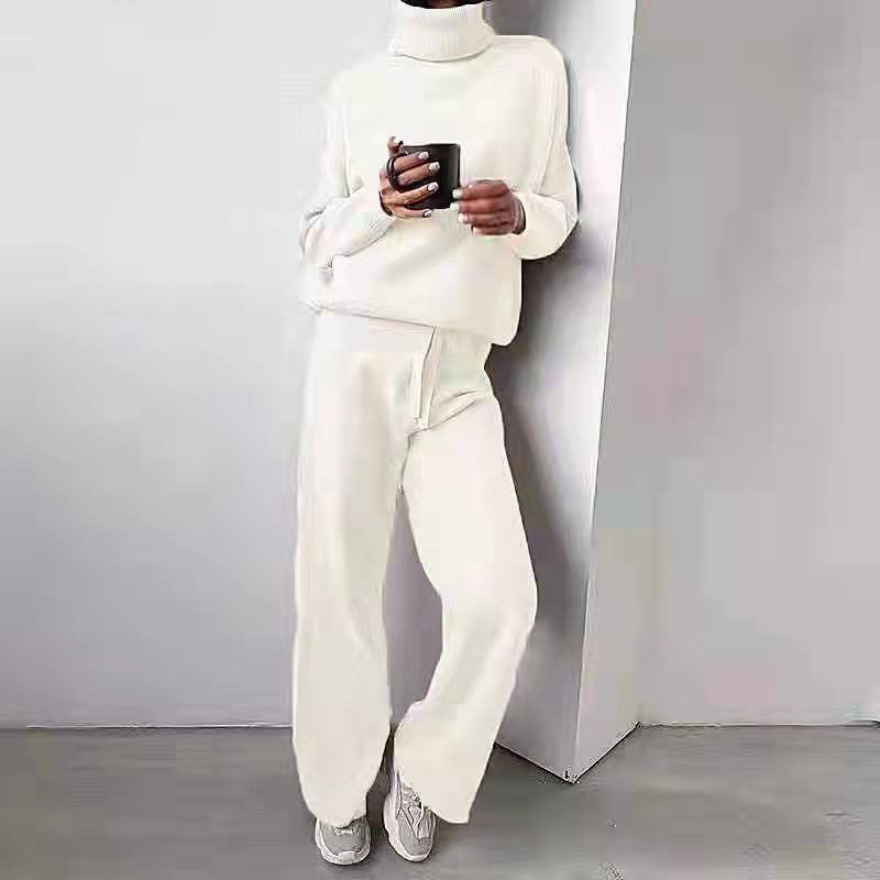 2-teiliges Strick-Set mit Turtleneck und Straight Pants für Damen | Alodia
