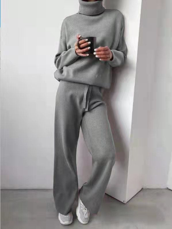 2-teiliges Strick-Set mit Turtleneck und Straight Pants für Damen | Alodia