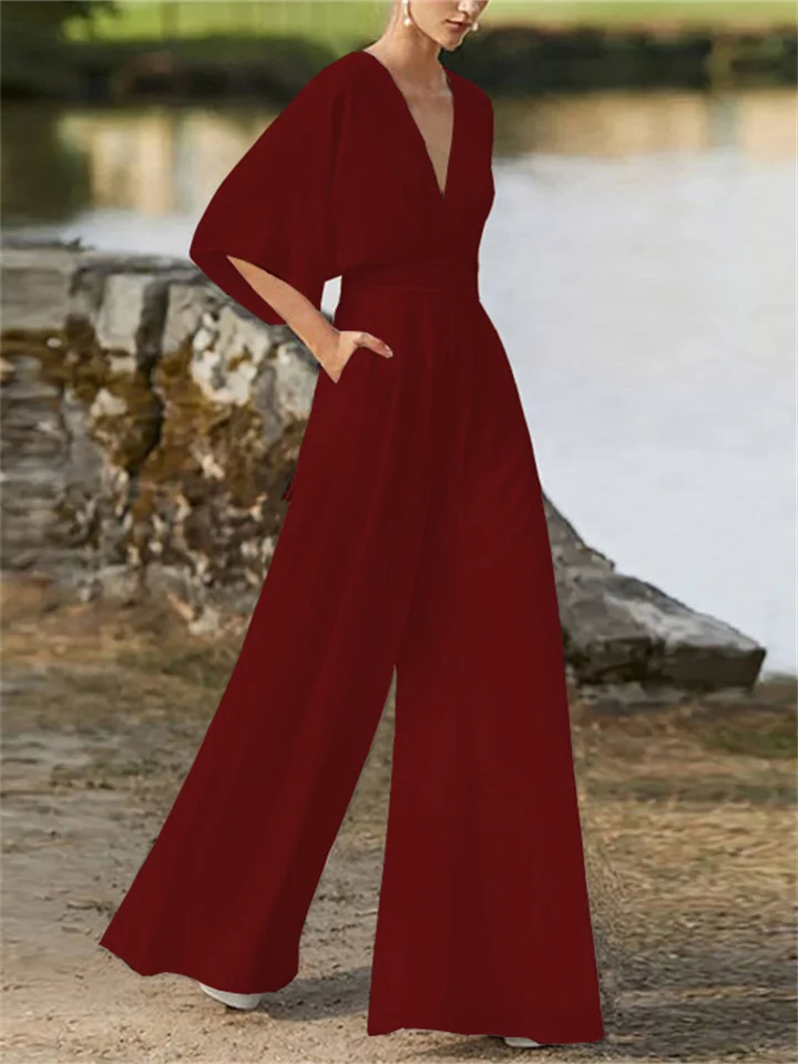 Stylischer Jumpsuit mit V-Ausschnitt für Damen