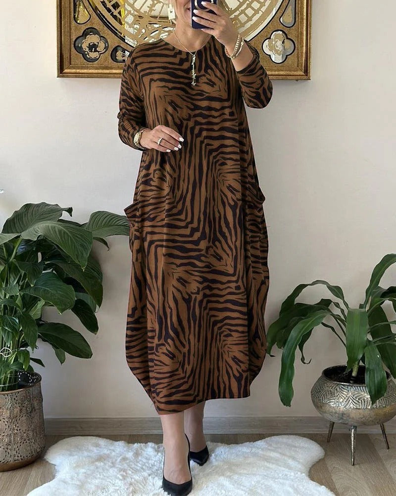 Leichtes Maxikleid mit Leopardenmuster für Damen