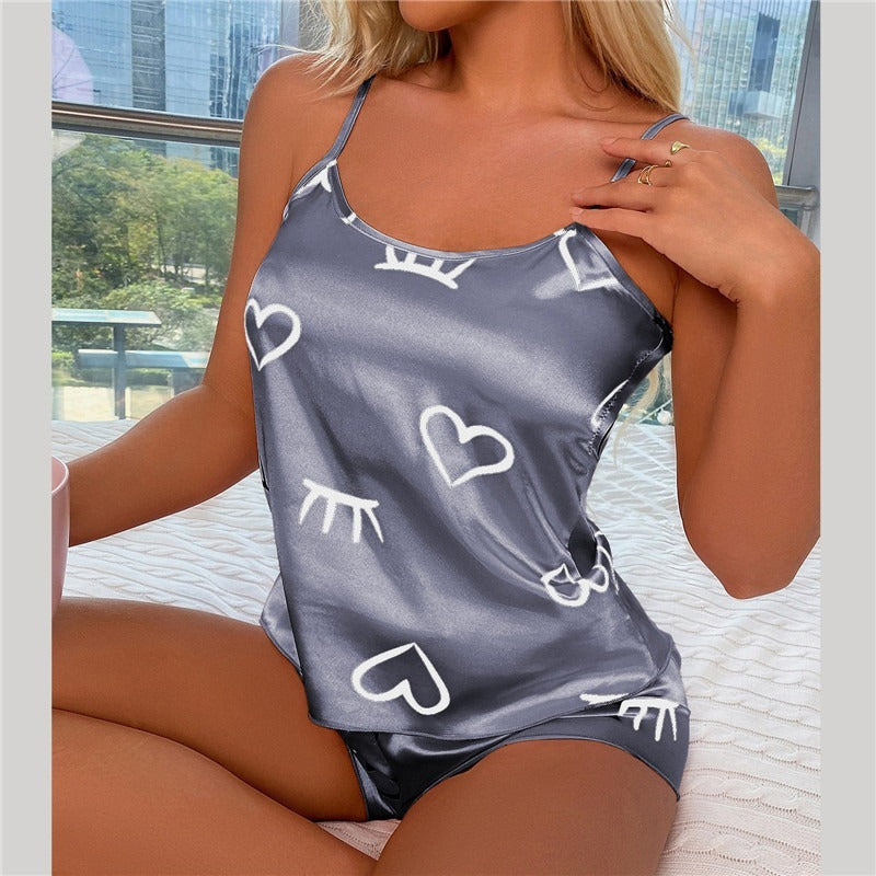 Satin-Top und Shorts Homewear-Set – Bequemes und Stilvolles Nachtwäsche-Set für Damen