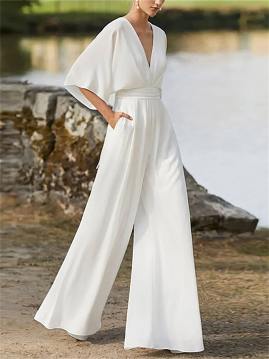 Stylischer Jumpsuit mit V-Ausschnitt für Damen