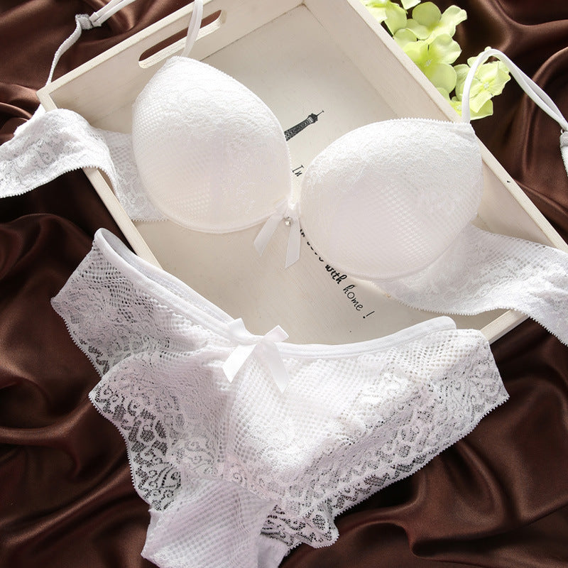 Romantisches Spitzen-BH- und Höschen-Set mit Tiefem V-Ausschnitt für Damen
