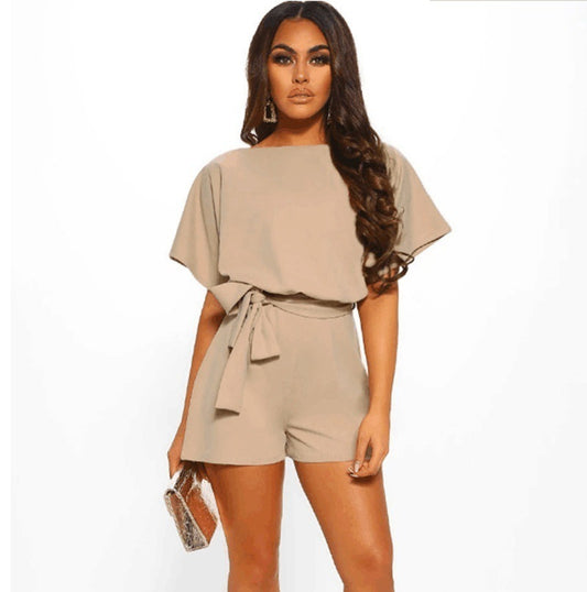 Damen Blumenprint Weitbein-Overall - Lässiger Kurzarm-Jumpsuit