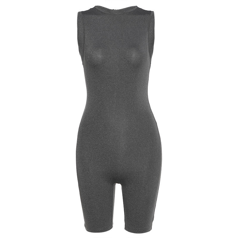 Figurbetonter Ärmelloser Jumpsuit mit hohem Kragen – Modischer Einteiler für Damen