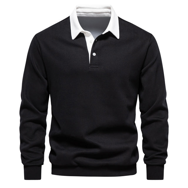 Lässiges Baumwolle Langarm-Poloshirt für Herren