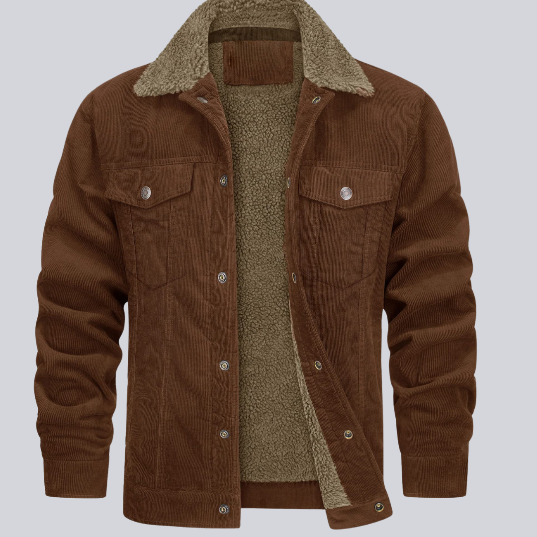 Modische Herren-Kordjacke mit klassischem Schnitt und lässigem Design