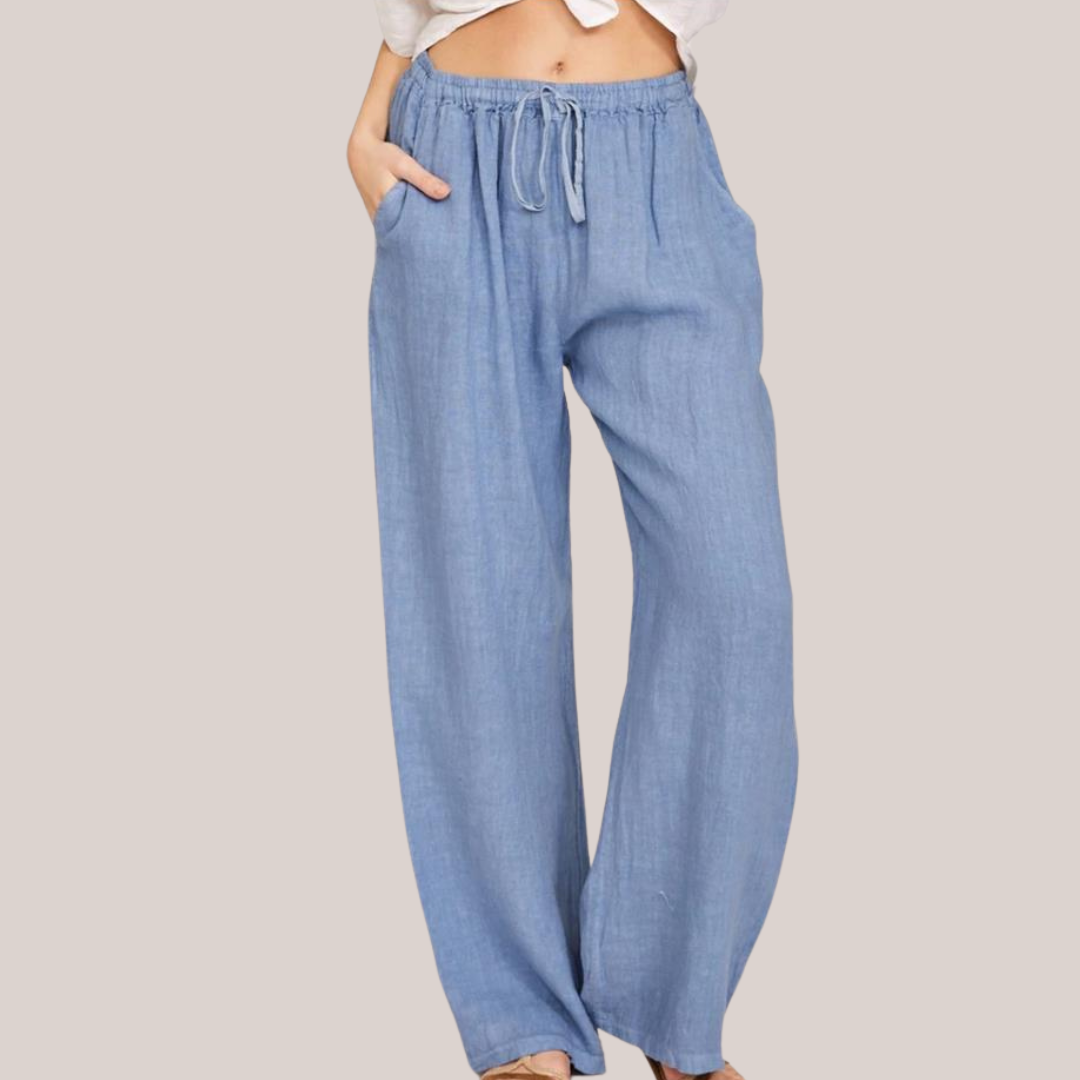 Lässige Damen-Yoga-Hose aus Baumwolle und Leinen mit lockerem Schnitt
