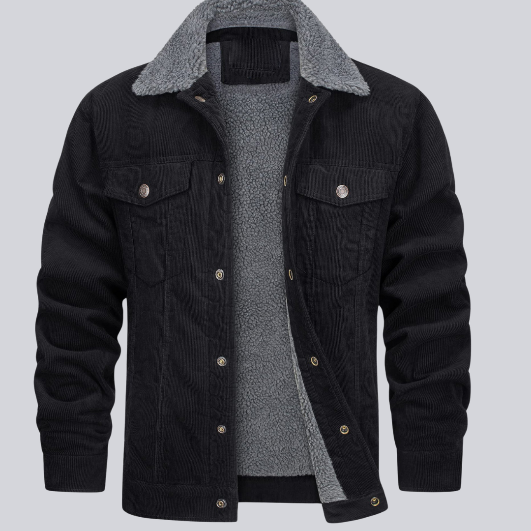 Modische Herren-Kordjacke mit klassischem Schnitt und lässigem Design