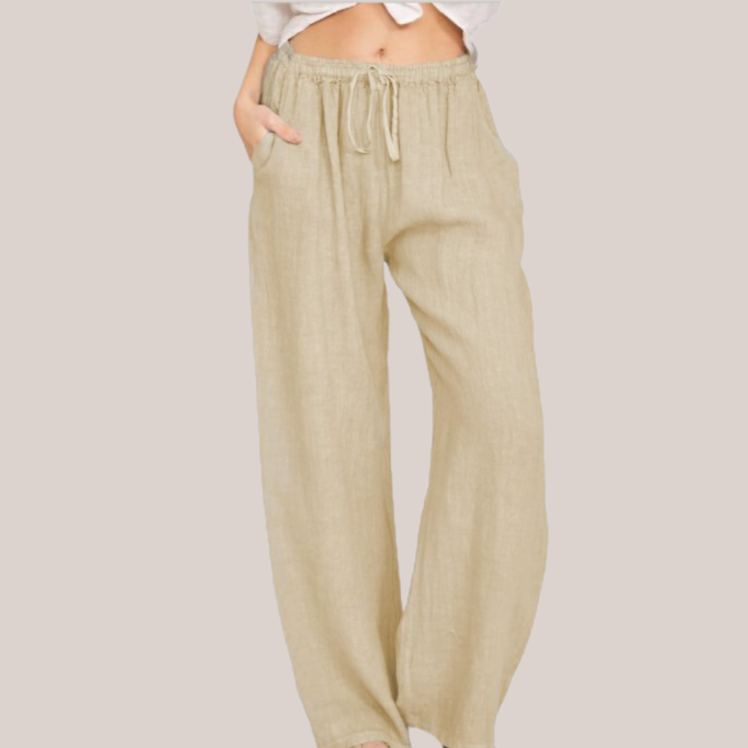 Lässige Damen-Yoga-Hose aus Baumwolle und Leinen mit lockerem Schnitt