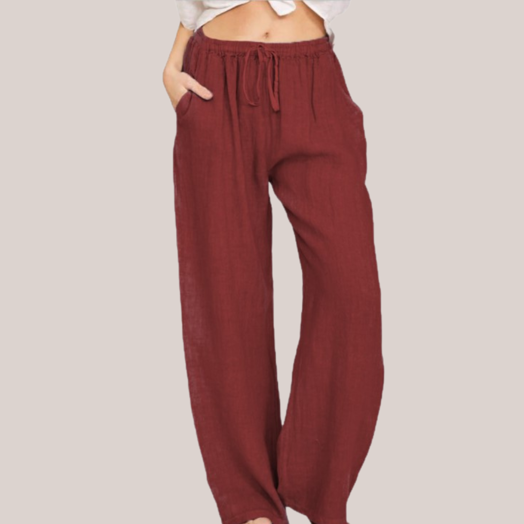 Lässige Damen-Yoga-Hose aus Baumwolle und Leinen mit lockerem Schnitt