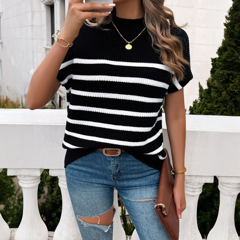 Klassisches Kurzärmliges Strickshirt für Damen | Dana
