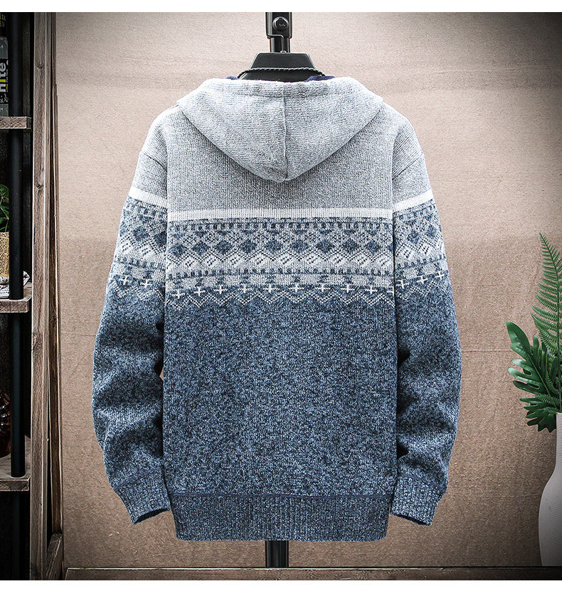 Warme Herren-Tribal-Muster Kapuzenjacke | Martin