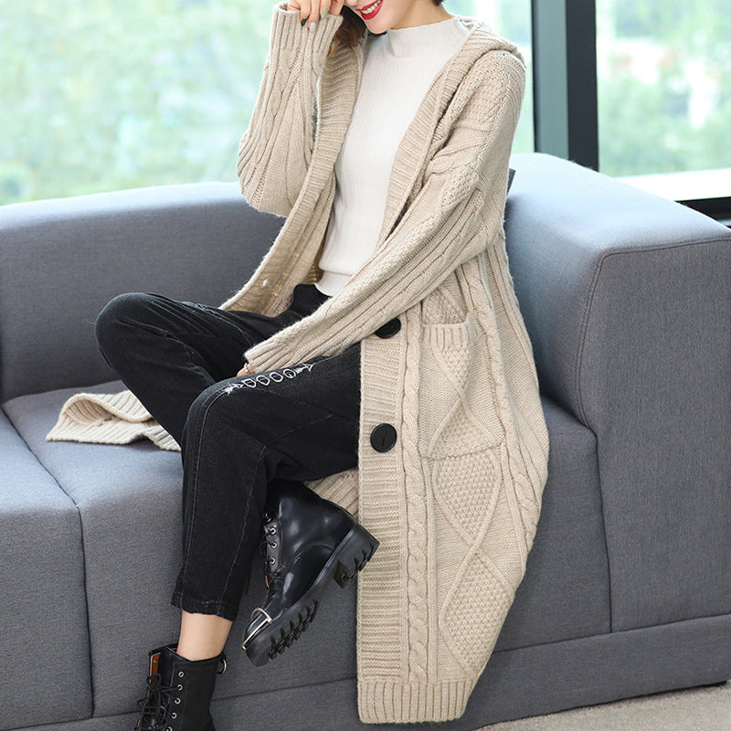 Schicker Langer Strickcardigan mit Zopfmuster – Slim Fit und Angenehm Weich