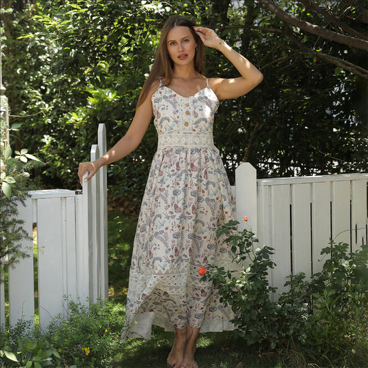 Luftiges Sommerkleid mit Trägern & Blumenmuster