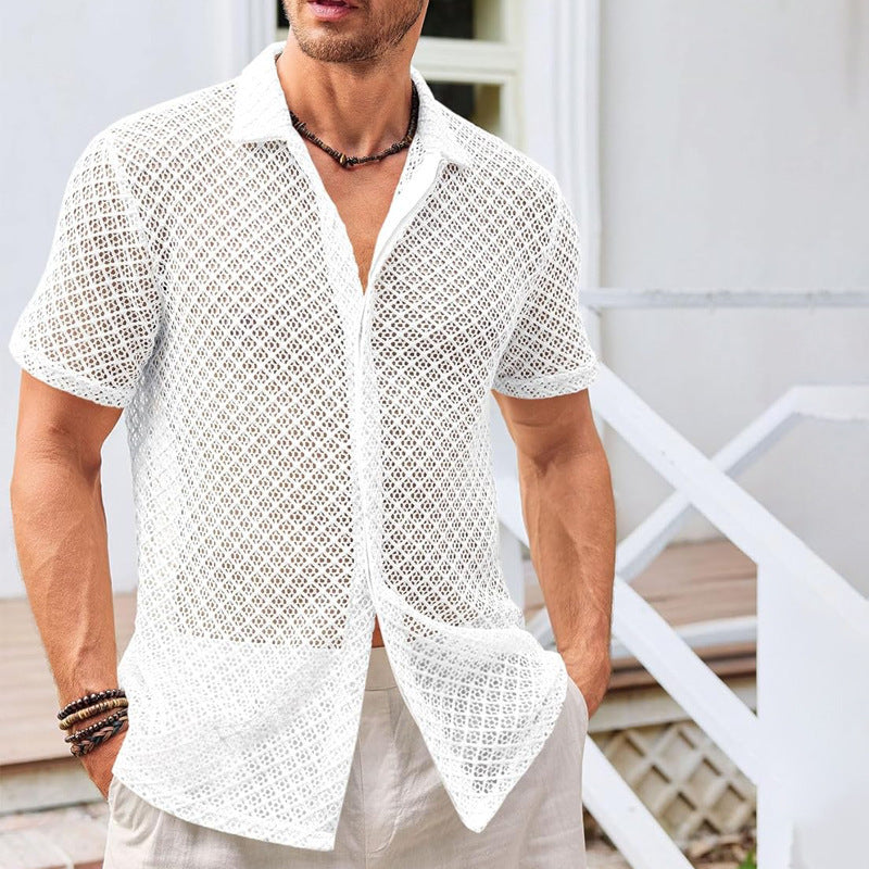 Atmungsaktives Sommerhemd für Herren mit Mesh-Design