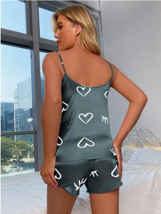 Satin-Top und Shorts Homewear-Set – Bequemes und Stilvolles Nachtwäsche-Set für Damen