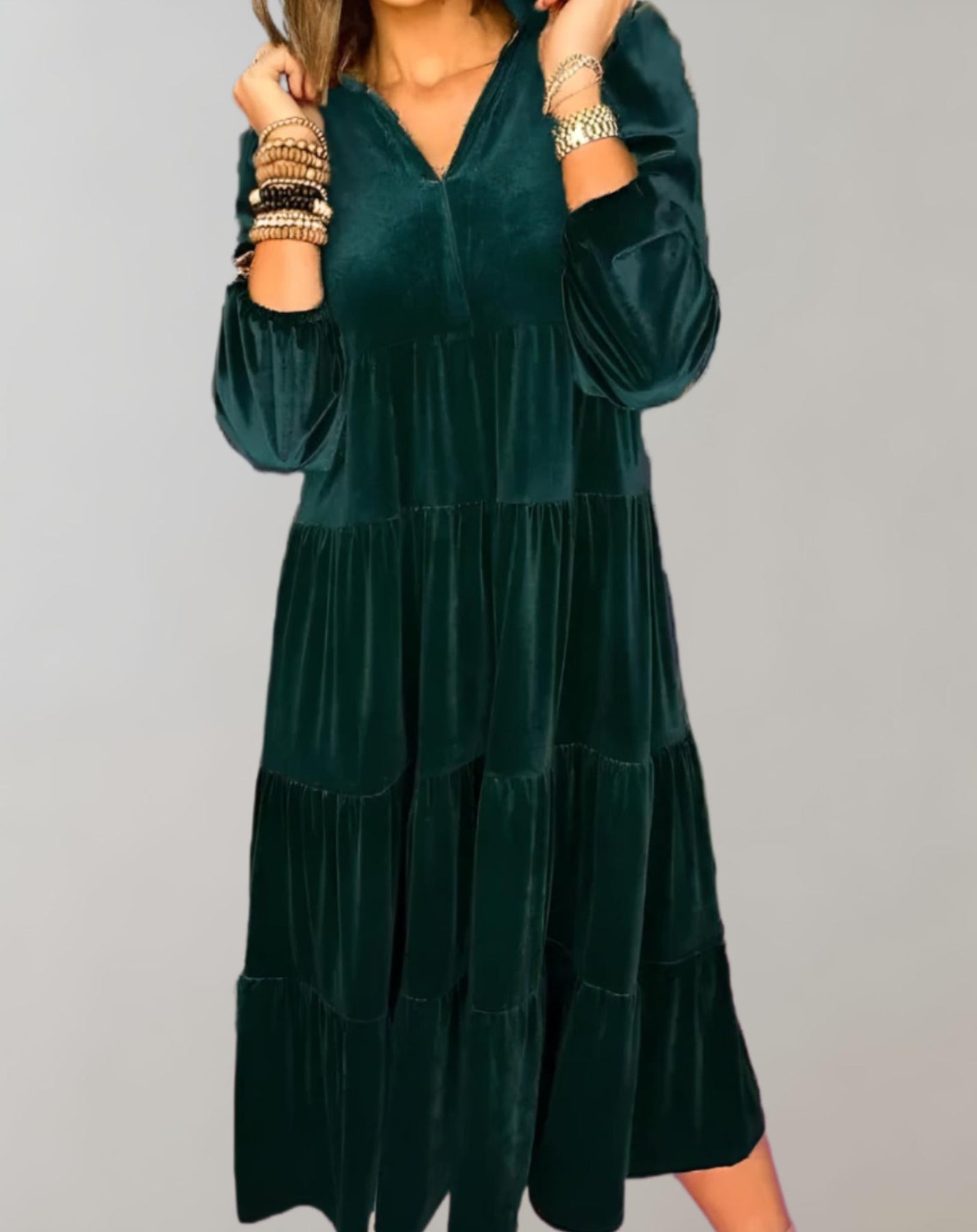 Luxuriöses Velvet Midi-Kleid für Damen