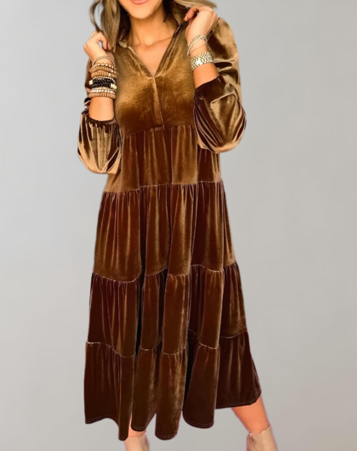 Luxuriöses Velvet Midi-Kleid für Damen