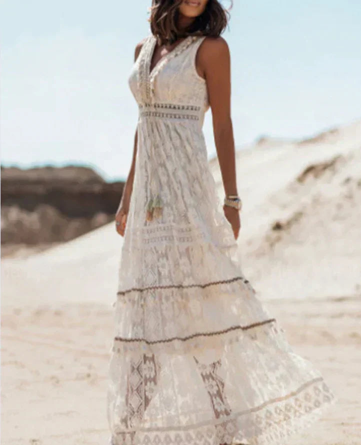 Ärmelloses Boho Kleid aus Spitze für Damen – Romantisch & Luftig
