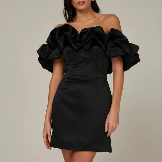 Schulterfreies Cocktailkleid mit Rüschen für Damen – Eleganter & Femininer Look