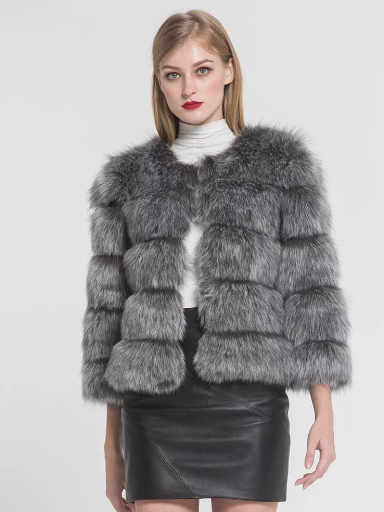 Eleganter, Flauschiger Kunstfell-Mantel für Damen