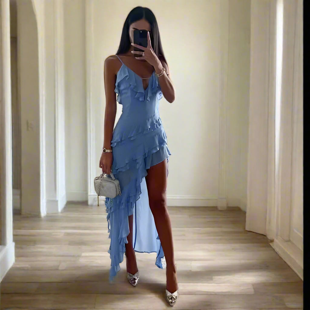 Ärmelloses Maxikleid mit Rüschen für Damen - luftiges & elegantes Sommerkleid