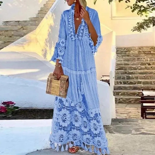 Klassisches langes Kleid im böhmischen Stil für Damen- Trendiges Sommerkleid