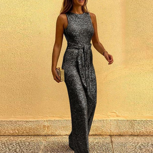Ärmelloser Pailletten Jumpsuit  für Damen – Eleganter & glamouröser Einteiler
