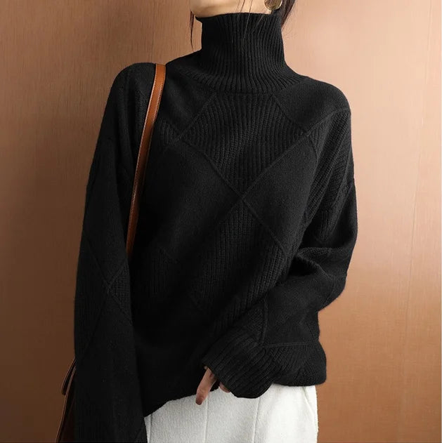 Eleganter Rollkragenpullover aus Wolle für Damen